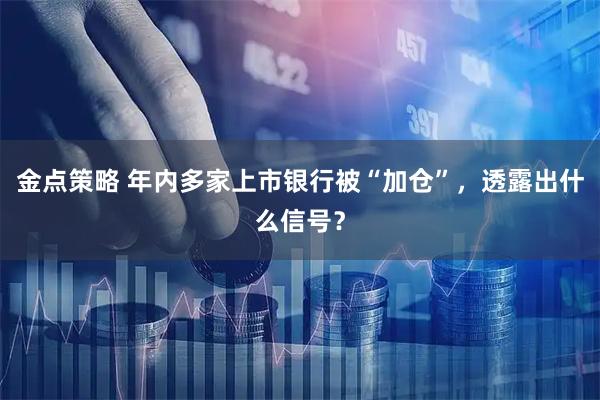 金点策略 年内多家上市银行被“加仓”，透露出什么信号？