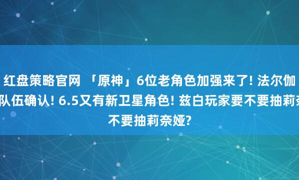 红盘策略官网 「原神」6位老角色加强来了! 法尔伽完整队伍确认! 6.5又有新卫星角色! 兹白玩家要不要抽莉奈娅?
